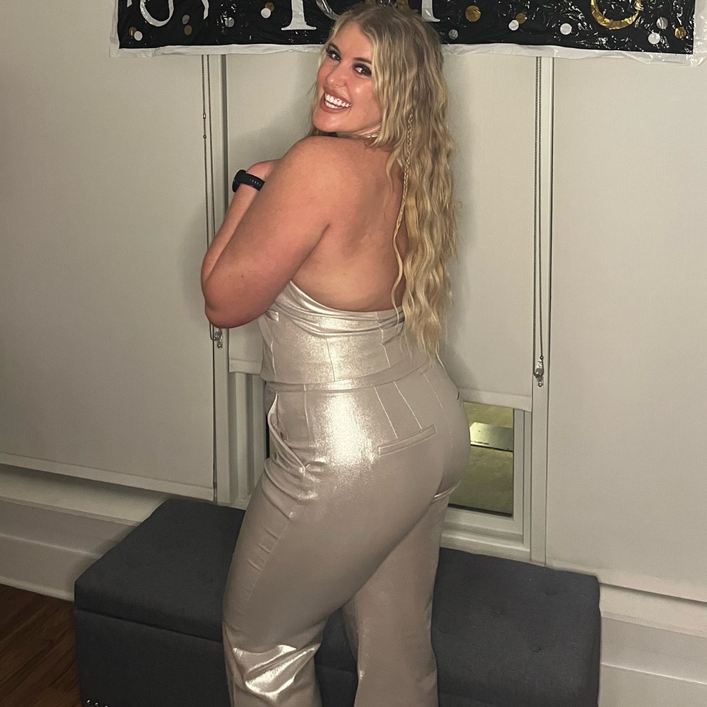 Express Champagne Metallic Pants Size 14l - image 3